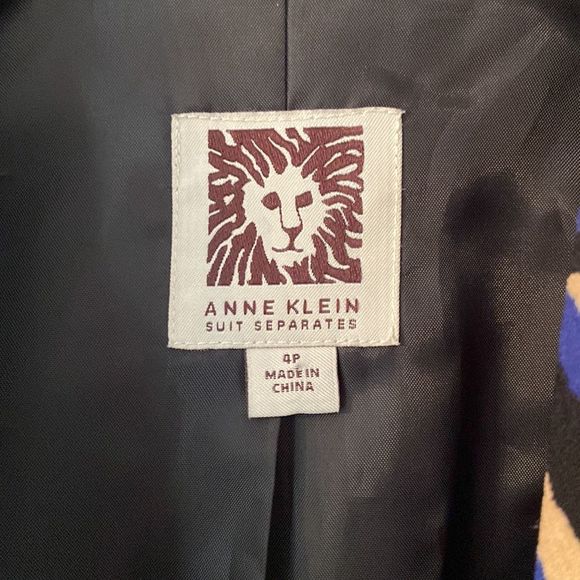 ANNE KLEIN Suit Separates Multi Coloured Geo Print Open Front Blazer - Picture 8 of 13